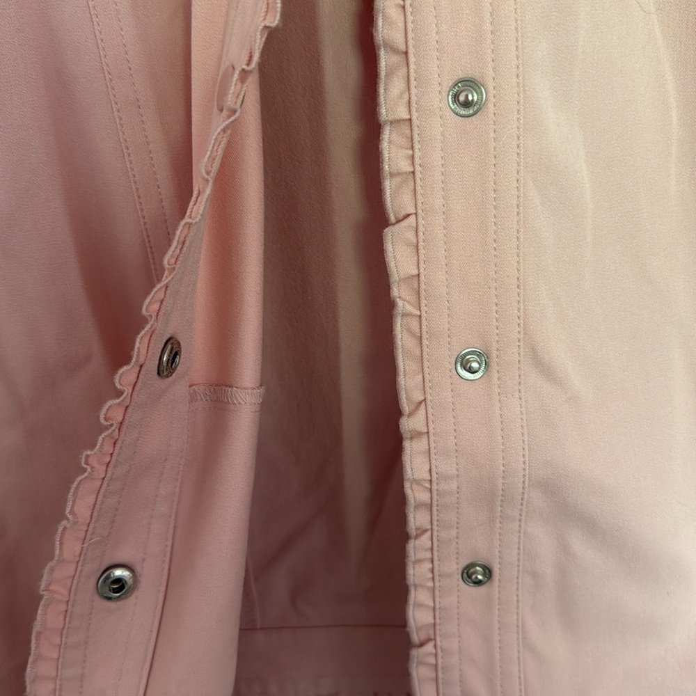 Worth Blush Pink Jean Jacket with Ruffles - Picture 4 of 6